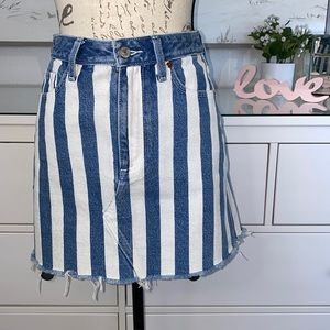 Abercrombie & Fitch Blue and White Striped Mini Skirt